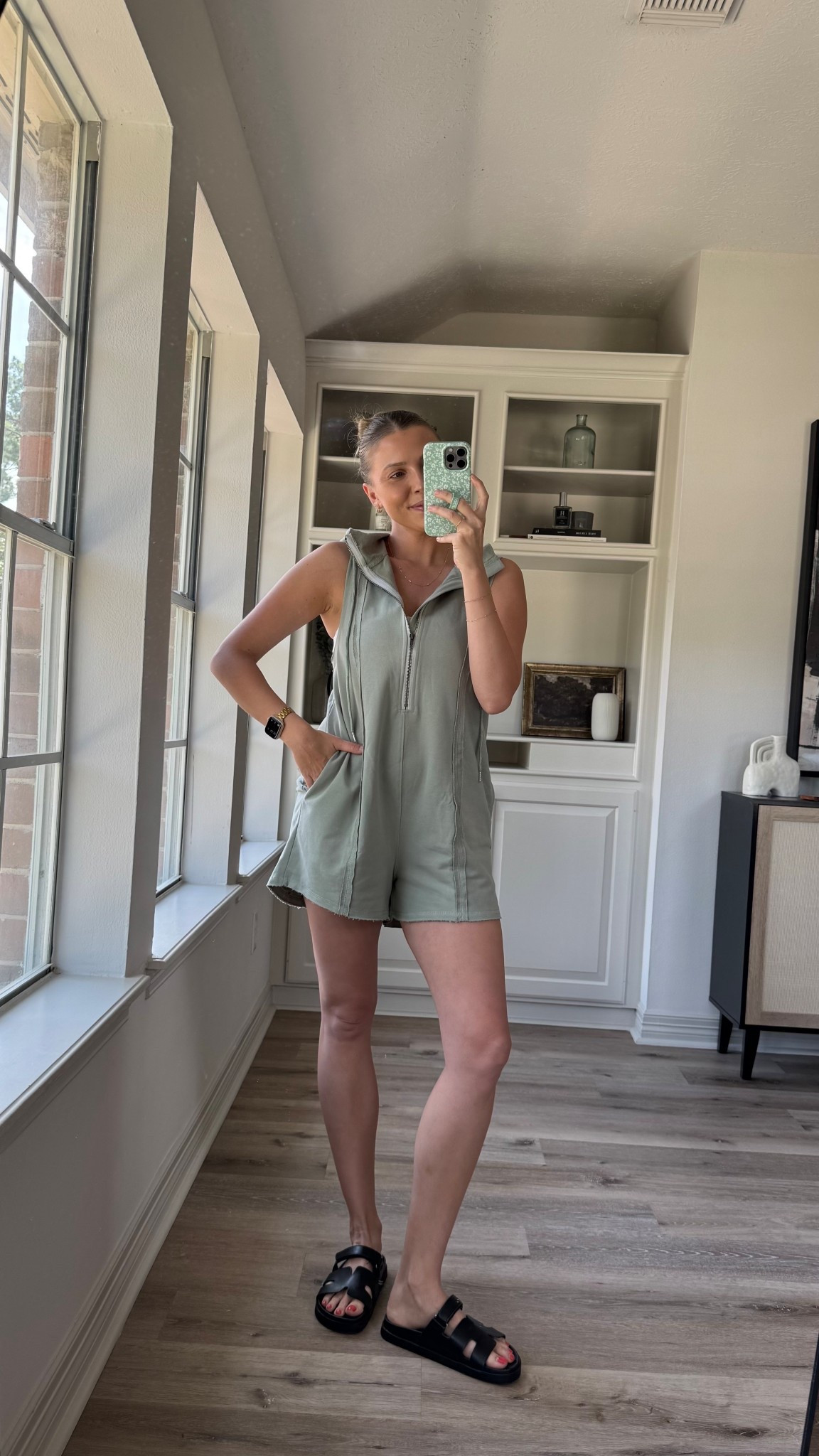 The cutest summer romper! Zipper is deep and nursing friendly! It’s super roomy too which is perfect on a postpartum or pregnant belly. Size S in the romper, M in sports bra tank and sandals are tts. 

#LTKShoeCrush #LTKStyleTip #LTKBump