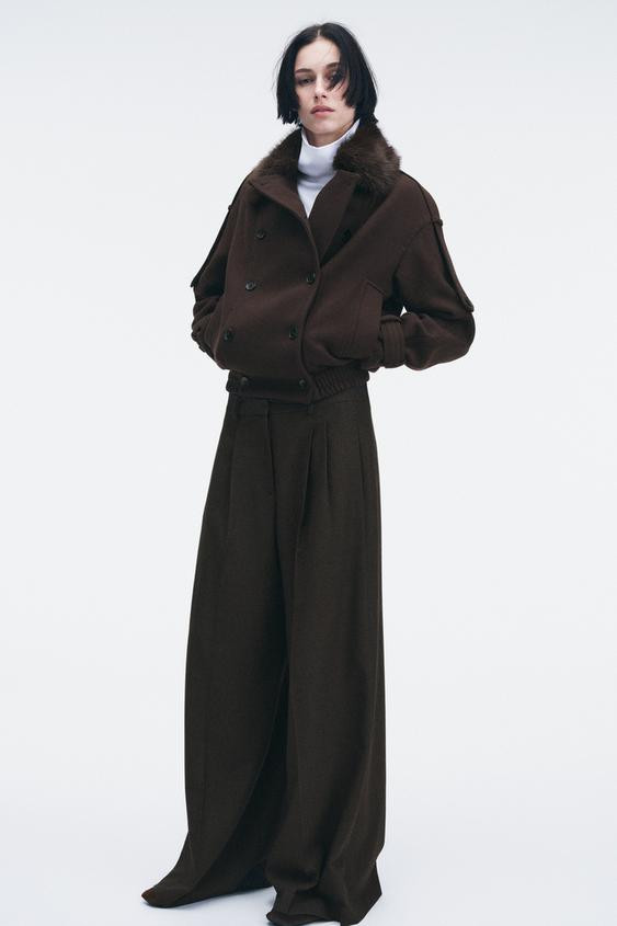 ZW COLLECTION WIDE-LEG PLEATED TROUSERS | Zara UK