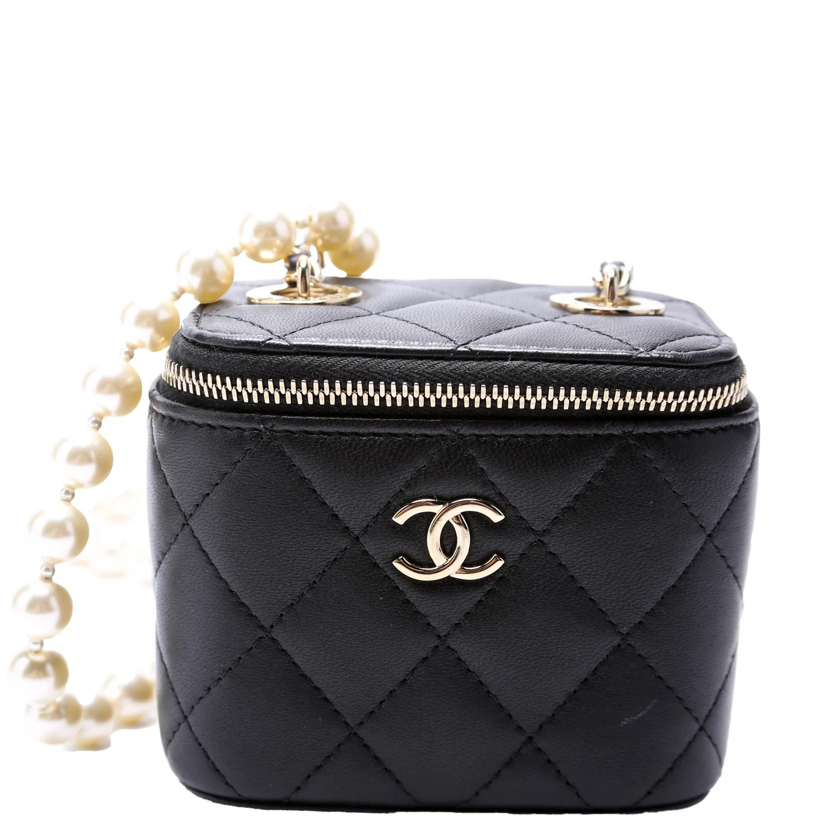 Vanity Mini W/ Pearl Chain Lambskin 31M | Keeks Designer Handbags