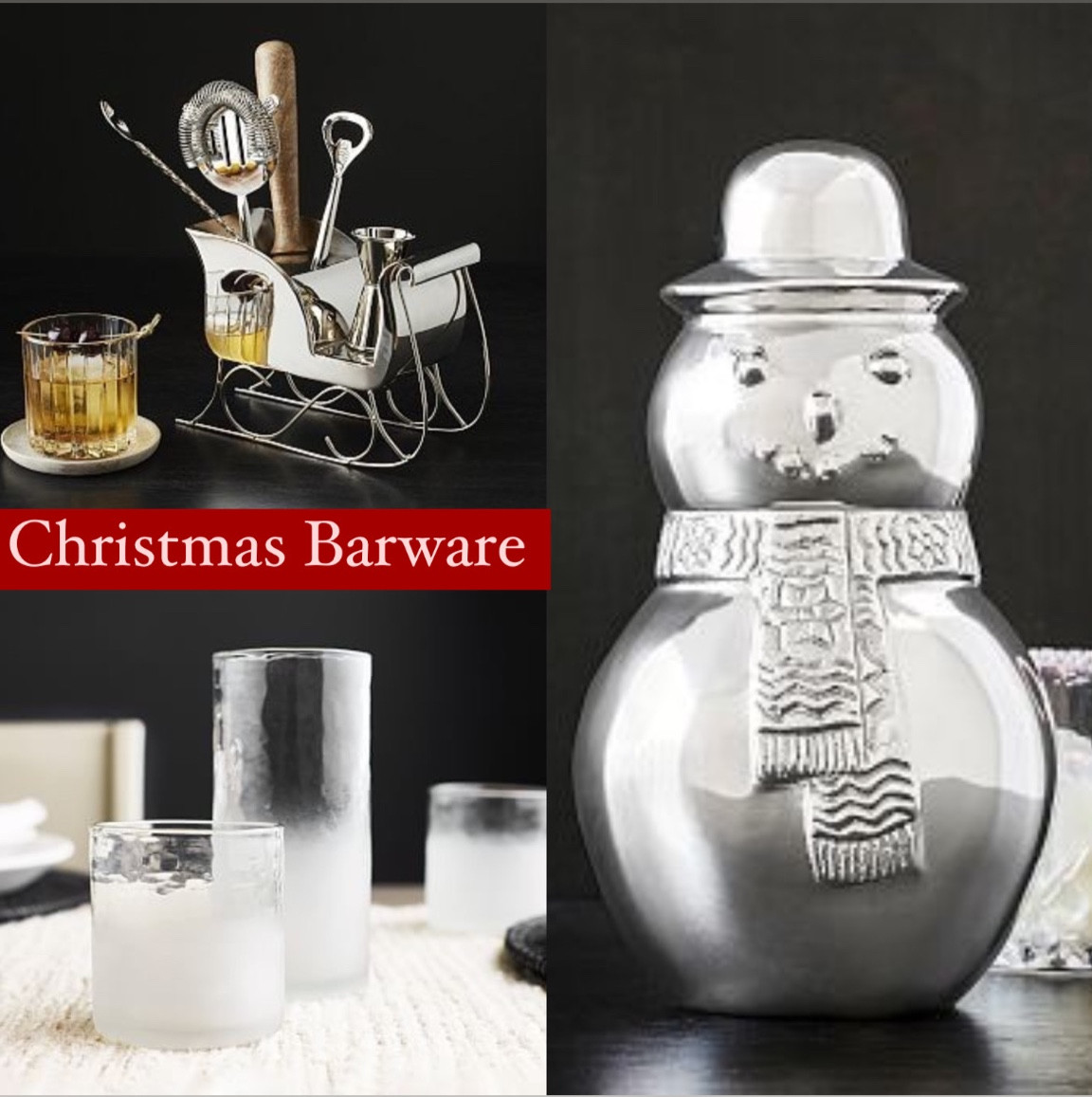 New!!  Festive Christmas Barware from pottery barn!  Snagging the snowman and frosted glasses asap!!

Snowman.  Drink shaker.  Sleigh.  Frosted glasses.  Bar glasses.  Champagne.  Christmas decor.

#PotteryBarn #Christmas #Barware #Snowman #Sleigh #ChristmasBar #ChristmasDecor #Glasses #ChampagneGlasses 

#LTKHoliday #LTKhome #LTKSeasonal
