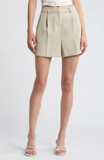 Open Edit Pleated High Waist Trouser Shorts | Nordstrom | Nordstrom