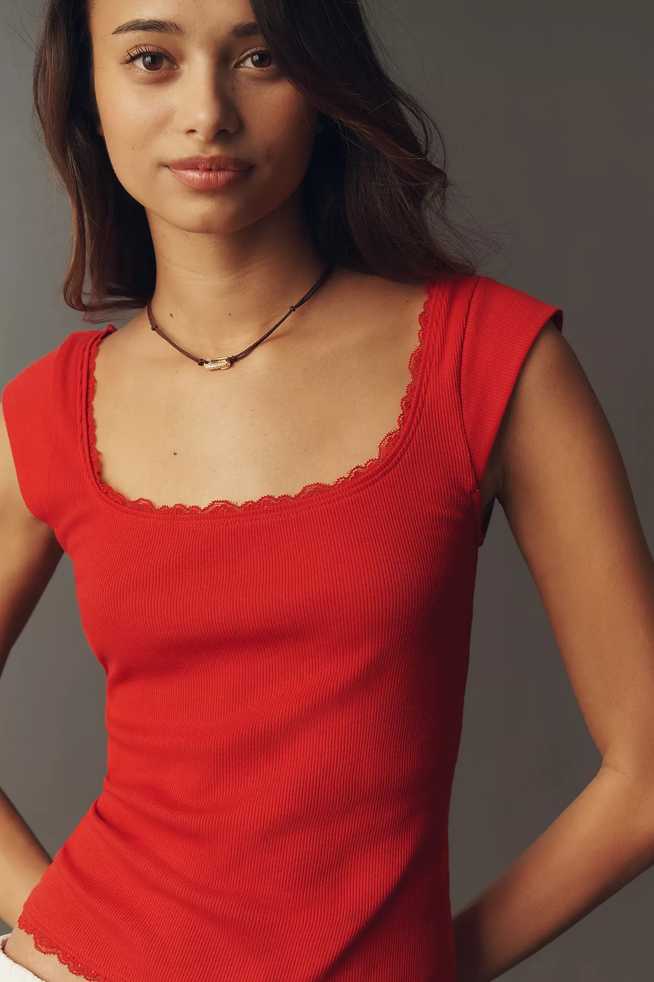 Maeve Lace-Trim Cap-Sleeve Shirt | Anthropologie (US)