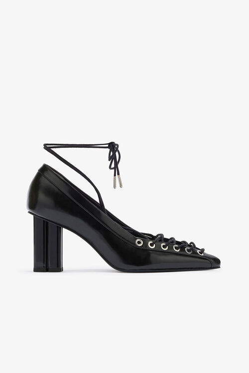 Lace Up Butterfly High Pump in Black | Ganni