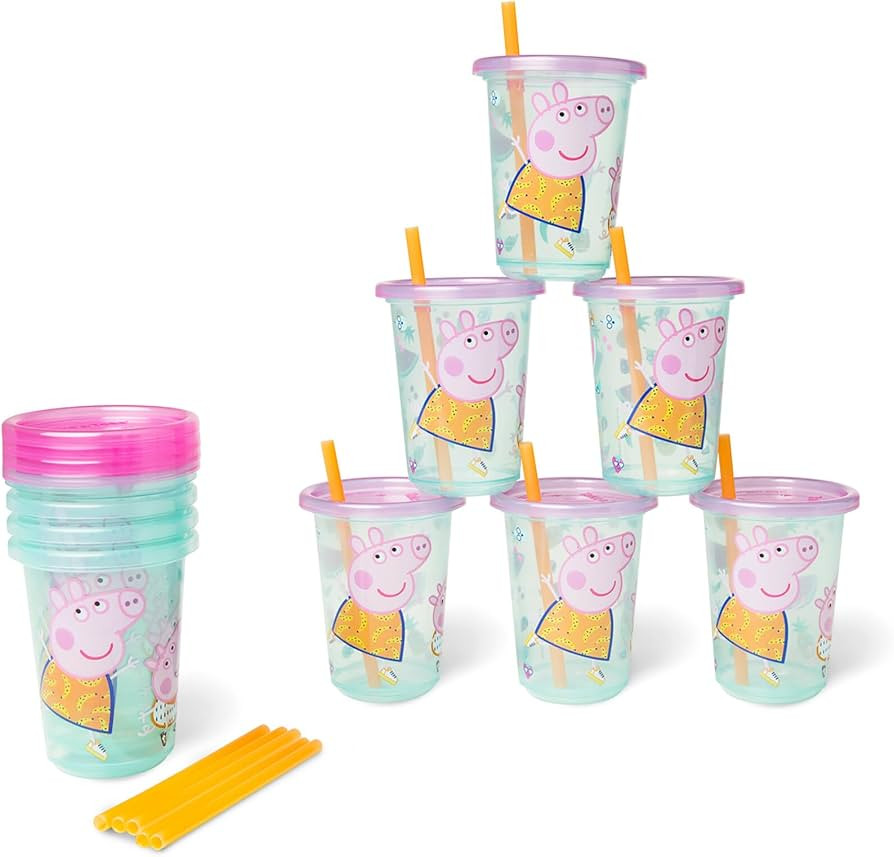 The First Years Peppa Pig Take & Toss Toddler Straw Cups - Spill Proof Toddler Sippy Cups with Sn... | Amazon (US)