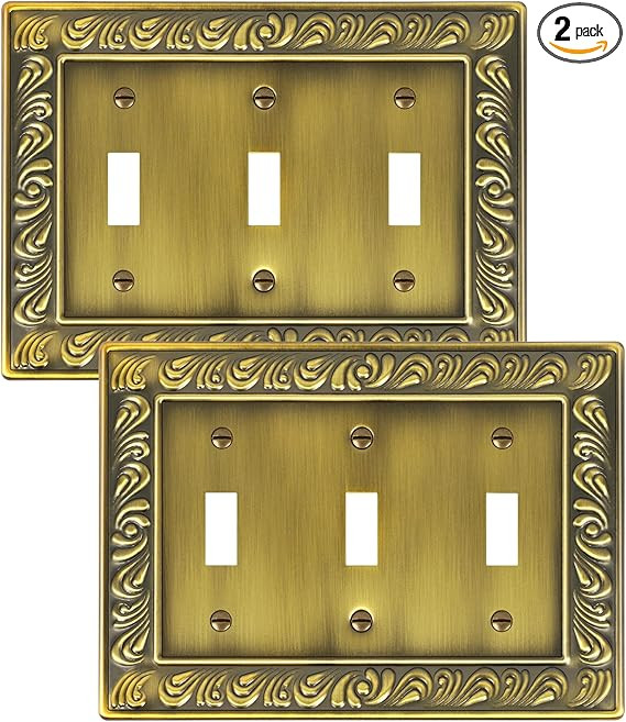 2-Pack Triple Toggle Light Switch Cover Plate, Paisley Pattern Decorative Switch Plate Covers, An... | Amazon (US)