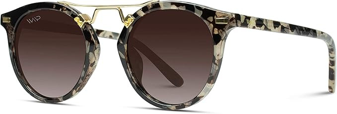 WearMe Pro - Polarized Round Vintage Retro Mirrored Lens Women Metal Frame Sunglasses | Amazon (US)