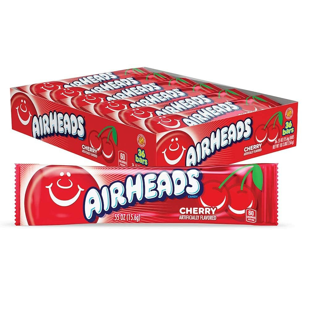 Airheads Candy, Cherry Flavor, Individually Wrapped Full Size Bars, Taffy, Non-Melting, Party, Pa... | Amazon (US)