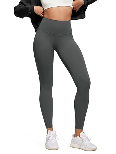 ODODOS No Front Seam 7/8 Length Yoga Leggings for Women - 25" High Waist Buttery Soft Lounge Yoga Pants, Charcoal, Large | Amazon (US)