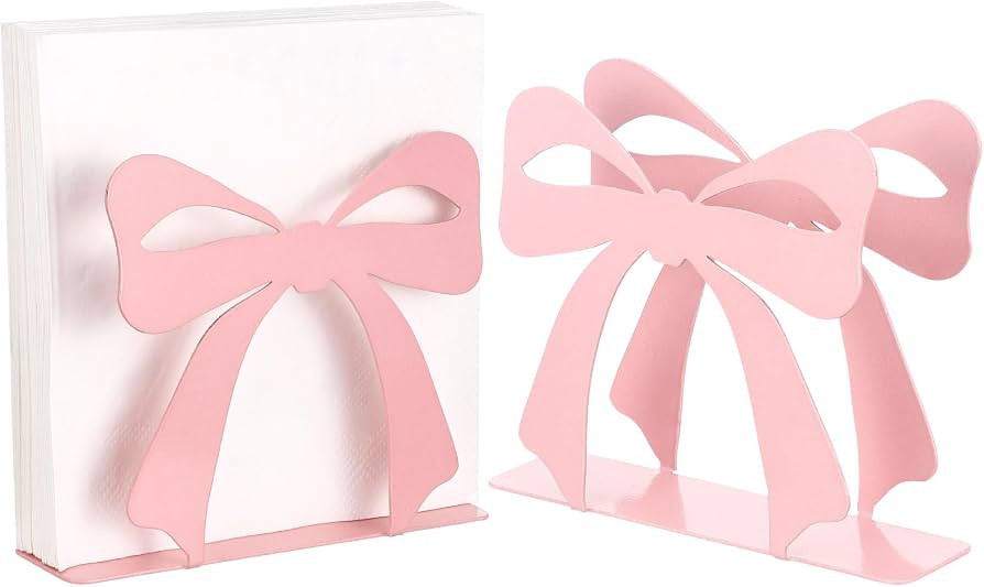 Reallnaive Bow Napkin Holder for Tables Metal Dispenser, Pink, Lovely | Amazon (US)