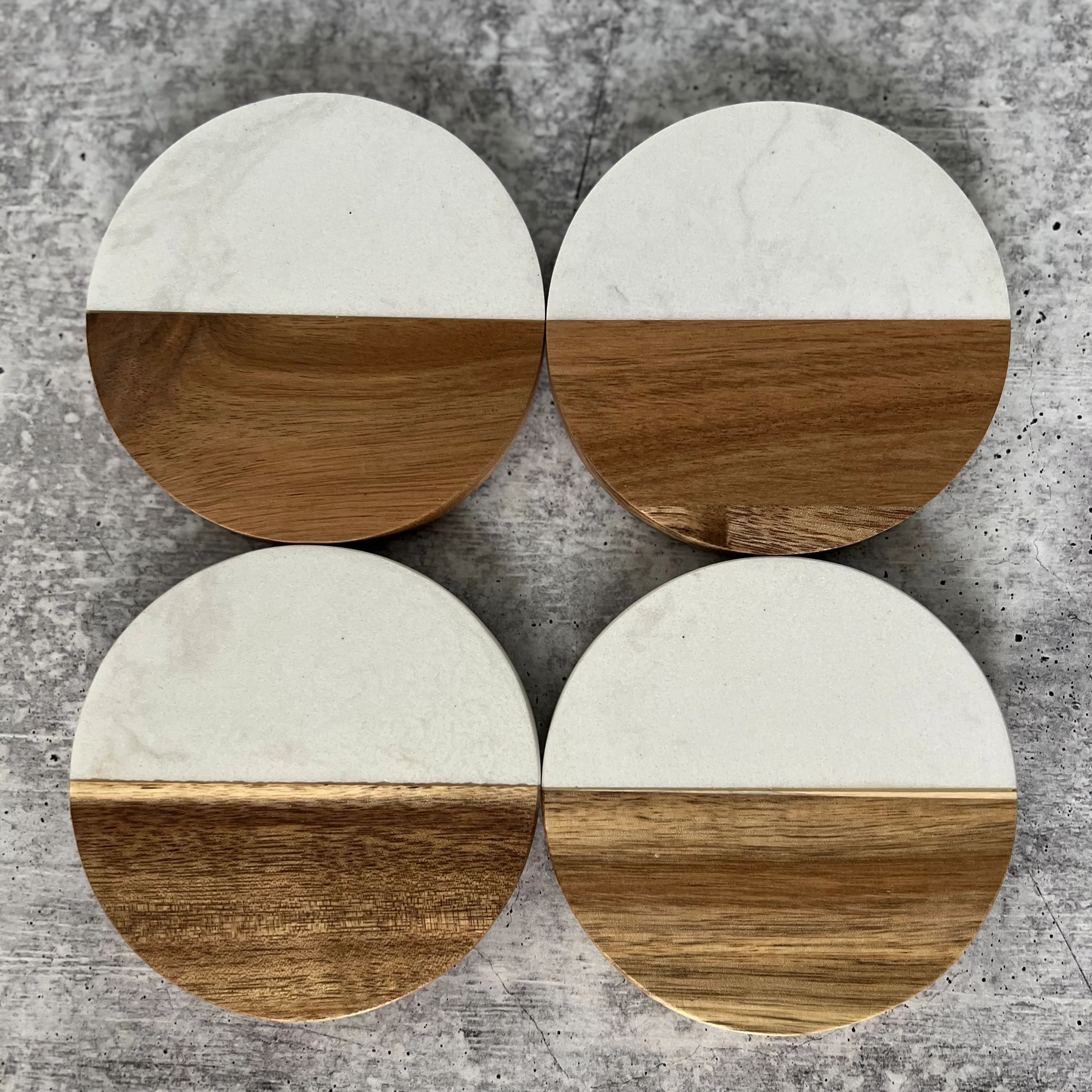 Wood & Marble Coasters - Set of 4 | Wood Eye Designs