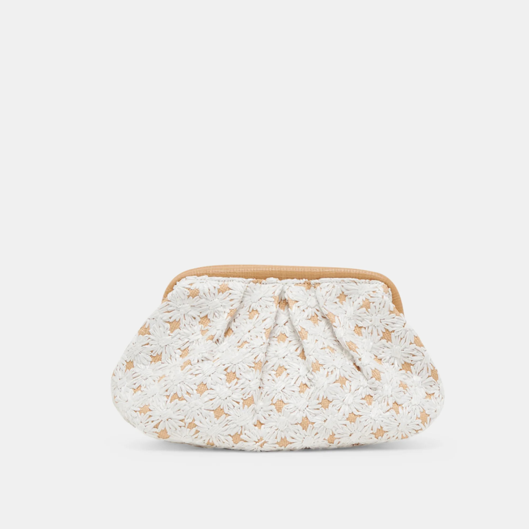 Fiore Clutch Embroidered Natural Raffia | DolceVita.com