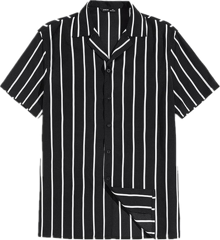 Floerns Men's Striped Shirts Casual Short Sleeve Button Down Shirts | Amazon (US)