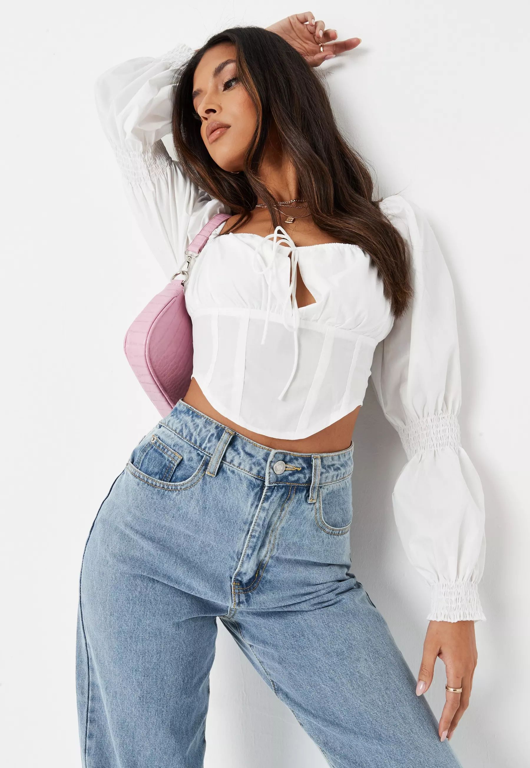 Missguided - White Puff Sleeve Milkmaid Crop Top | Missguided (UK & IE)