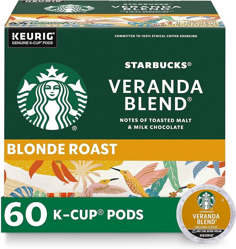Starbucks K-Cup Coffee Pods—Starbucks Blonde Roast Coffee—Veranda Blend for Keurig Brewers—... | Amazon (US)