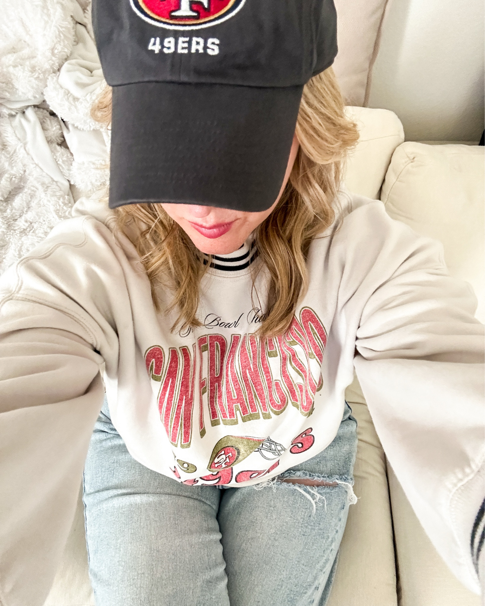 49ers game day outfit! Tailgate watch party ootd, what to wear for football game Sunday. Niners nation, Niners faithful sweatshirt 

#LTKMidsize #LTKSeasonal #LTKSaleAlert
