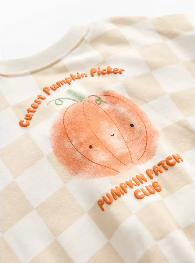 Pumpkin Chequered Sweatshirt & Leggings Set 3-6 months | Tu Clothing