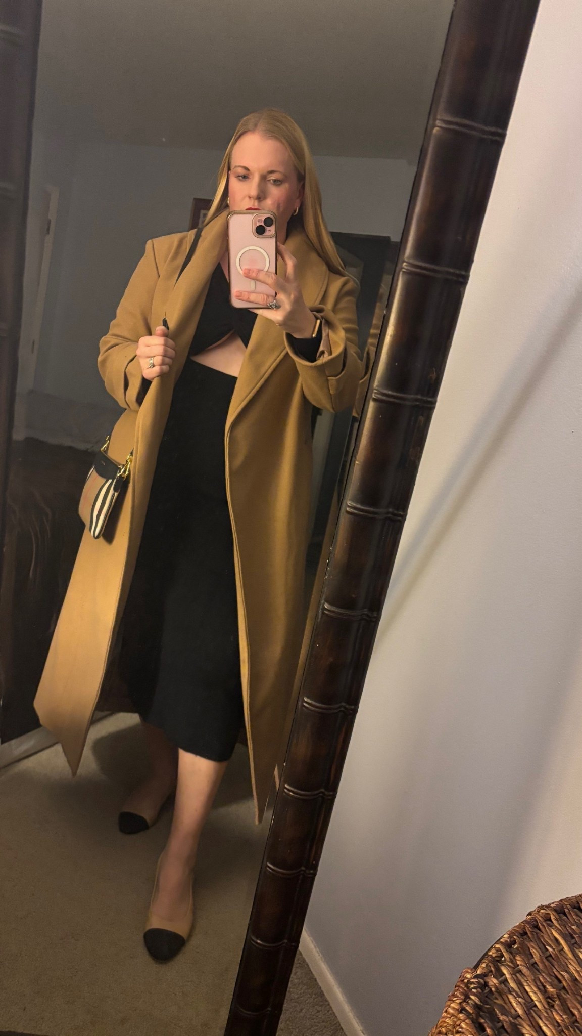 Winter looks, holiday style, black dress, tan coat 

#LTKSeasonal #LTKU #LTKHoliday