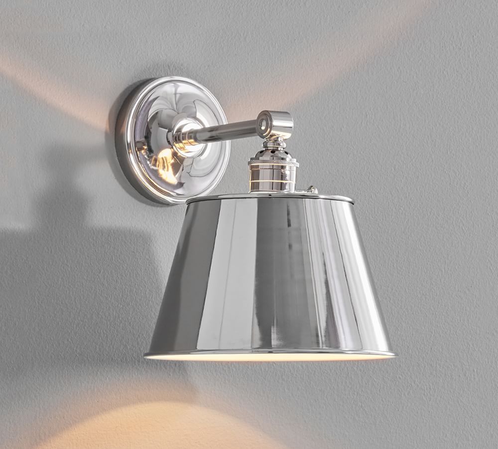 Straight Arm Tapered Metal Shade Sconce | Pottery Barn (US)