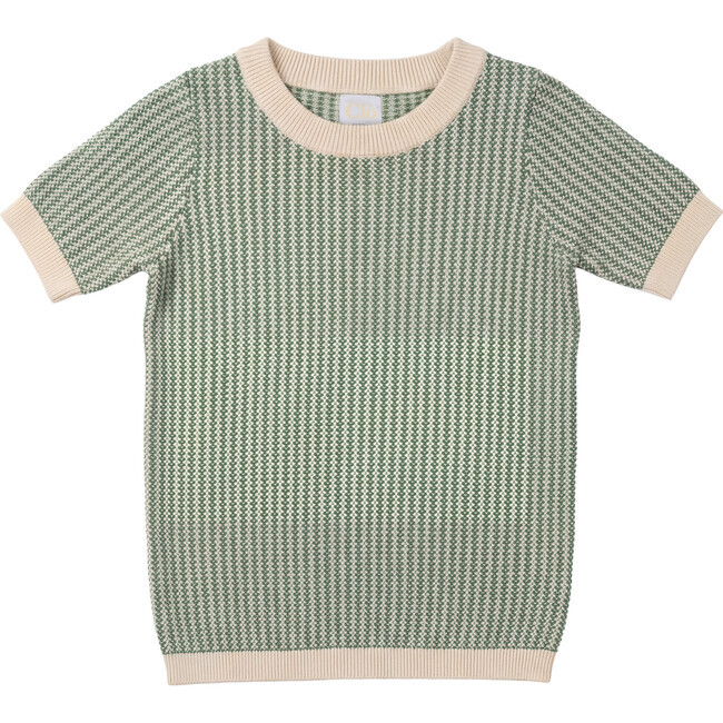 Boys Crew In Knit Texture Dark Sage | Maisonette