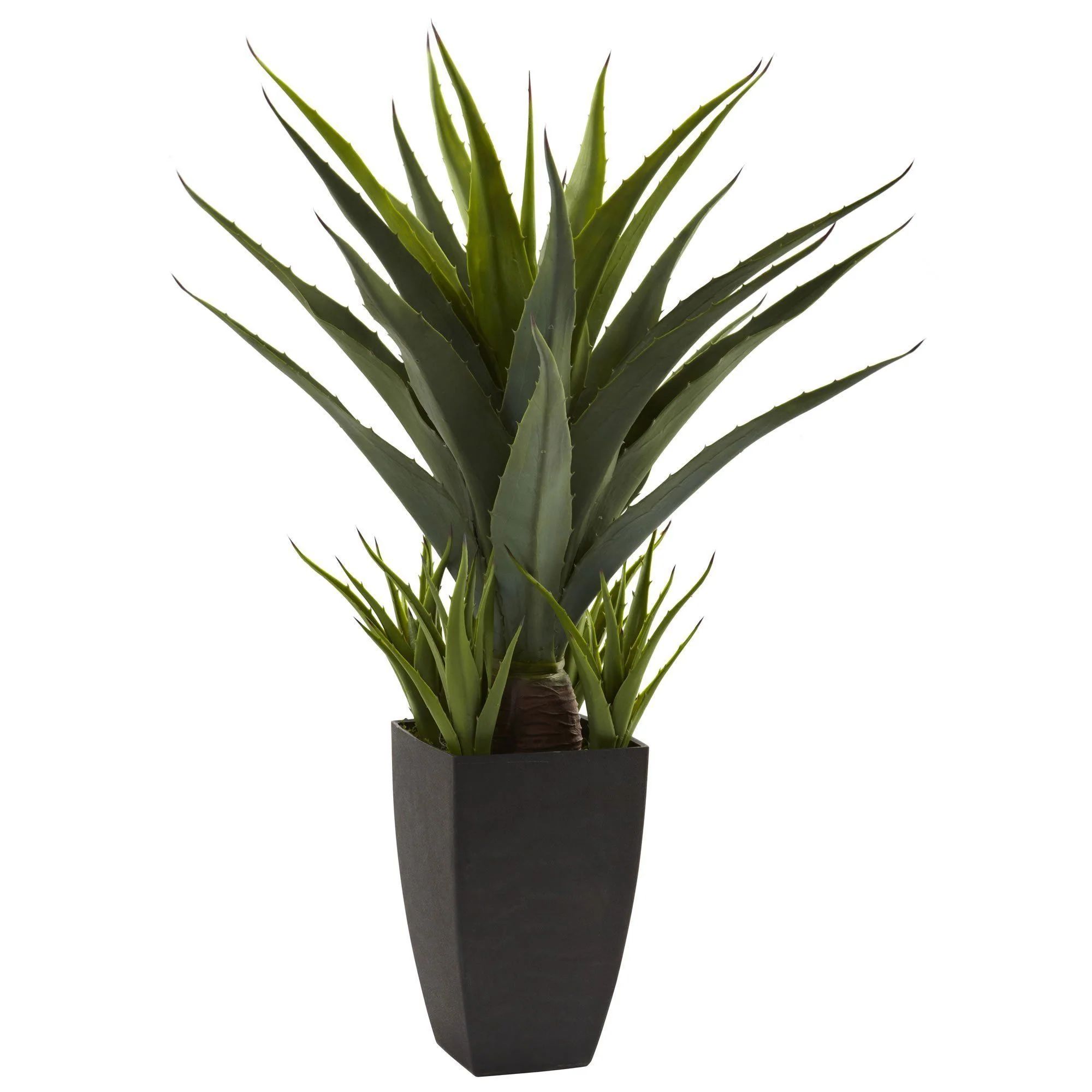 Agave w/Black Planter | Nearly Natural | Nearly Natural