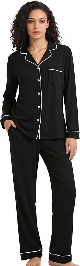 HEARTNICE Womens Pajama Set, Soft Long Sleeve Pajamas & Long Pants with Pockets, Button-up Sleepw... | Amazon (US)