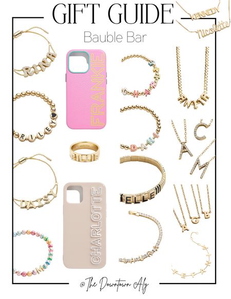 Bauble Bar Gift Guide. Personalized jewelry, blankets, phone cases, and more