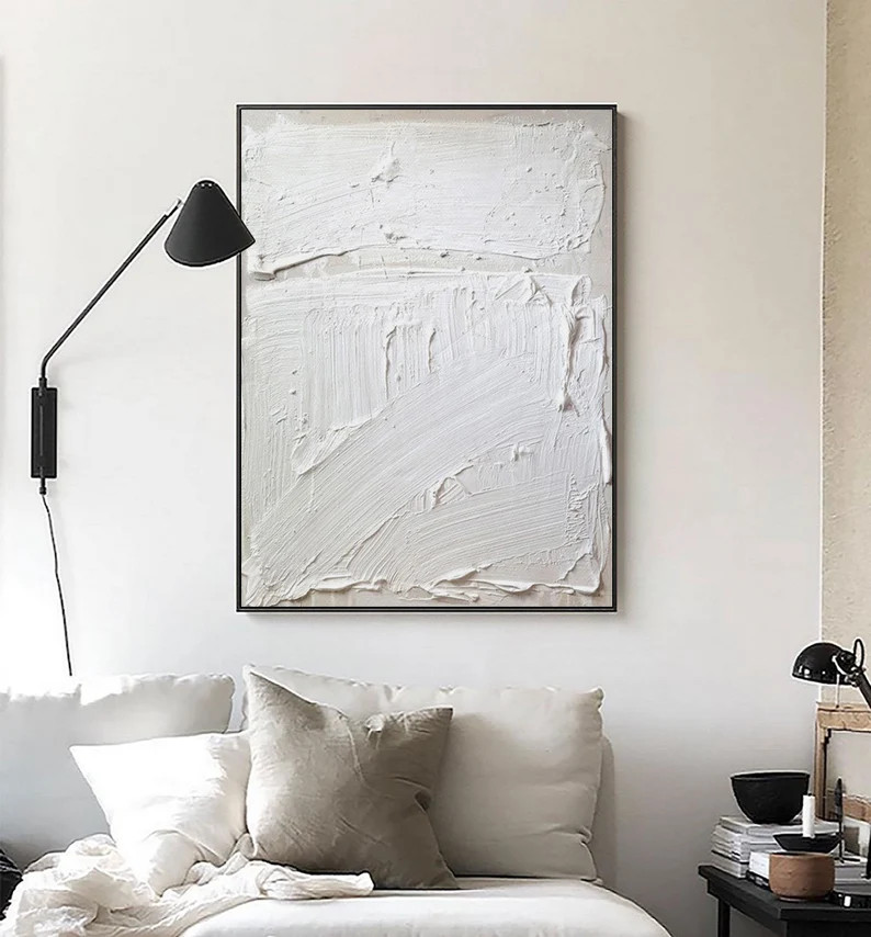 White Abstract Painting White Textured Wall Art White Wall Art | Etsy | Etsy (US)