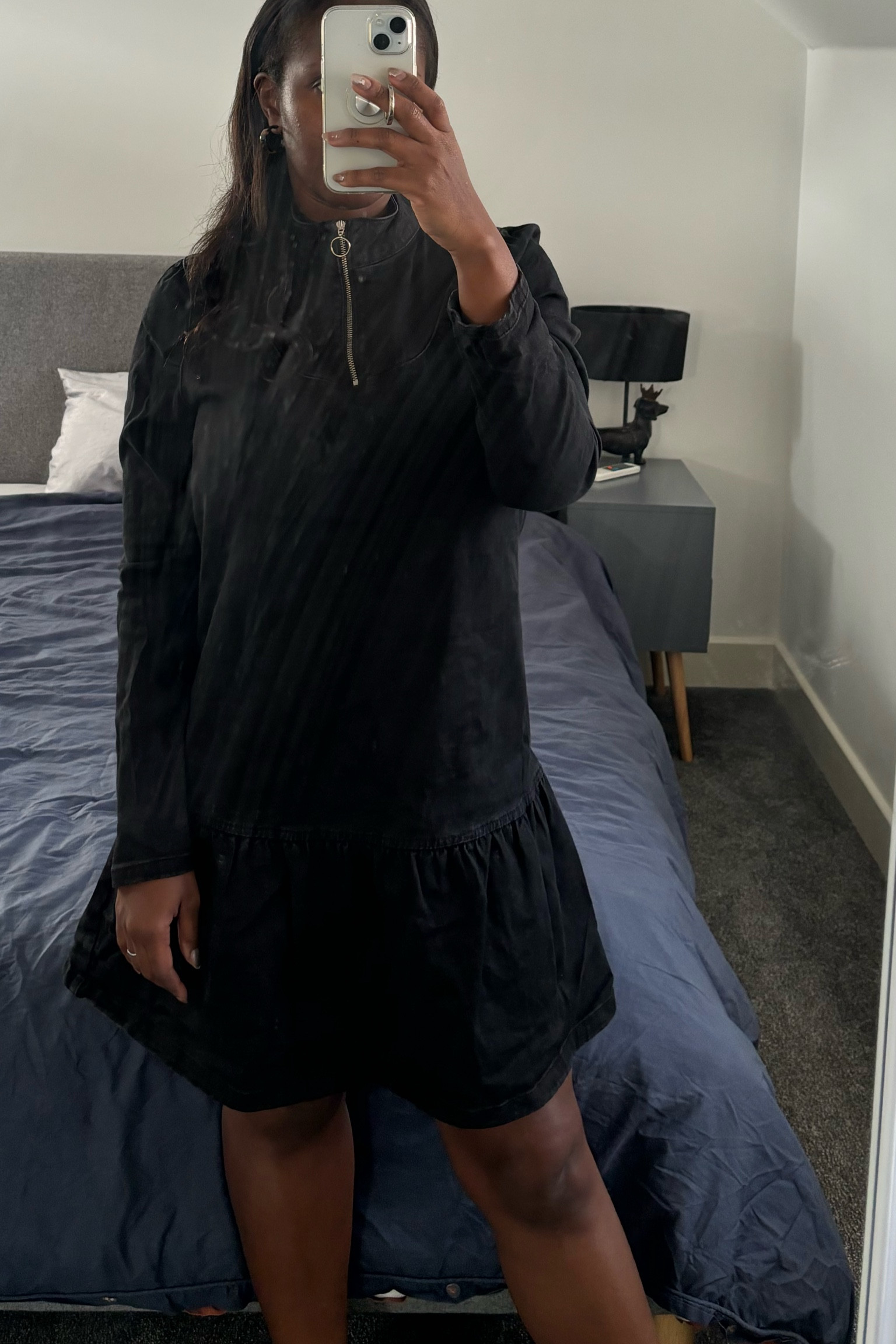 Easy simple black denim peplum dress 

#LTKstyletip