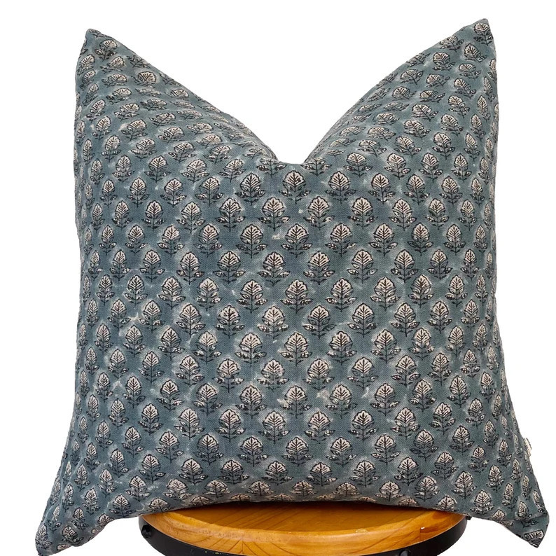 Block Print Linen Pillowblock Print Linen Pillow Cover - Etsy | Etsy (US)