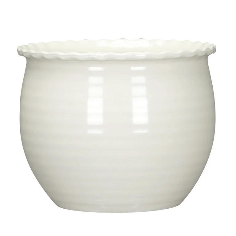 Mainstays Brooke 6" x 6" x 4.8" Round Vanilla Dream 100% Recycled Resin Planter | Walmart (US)
