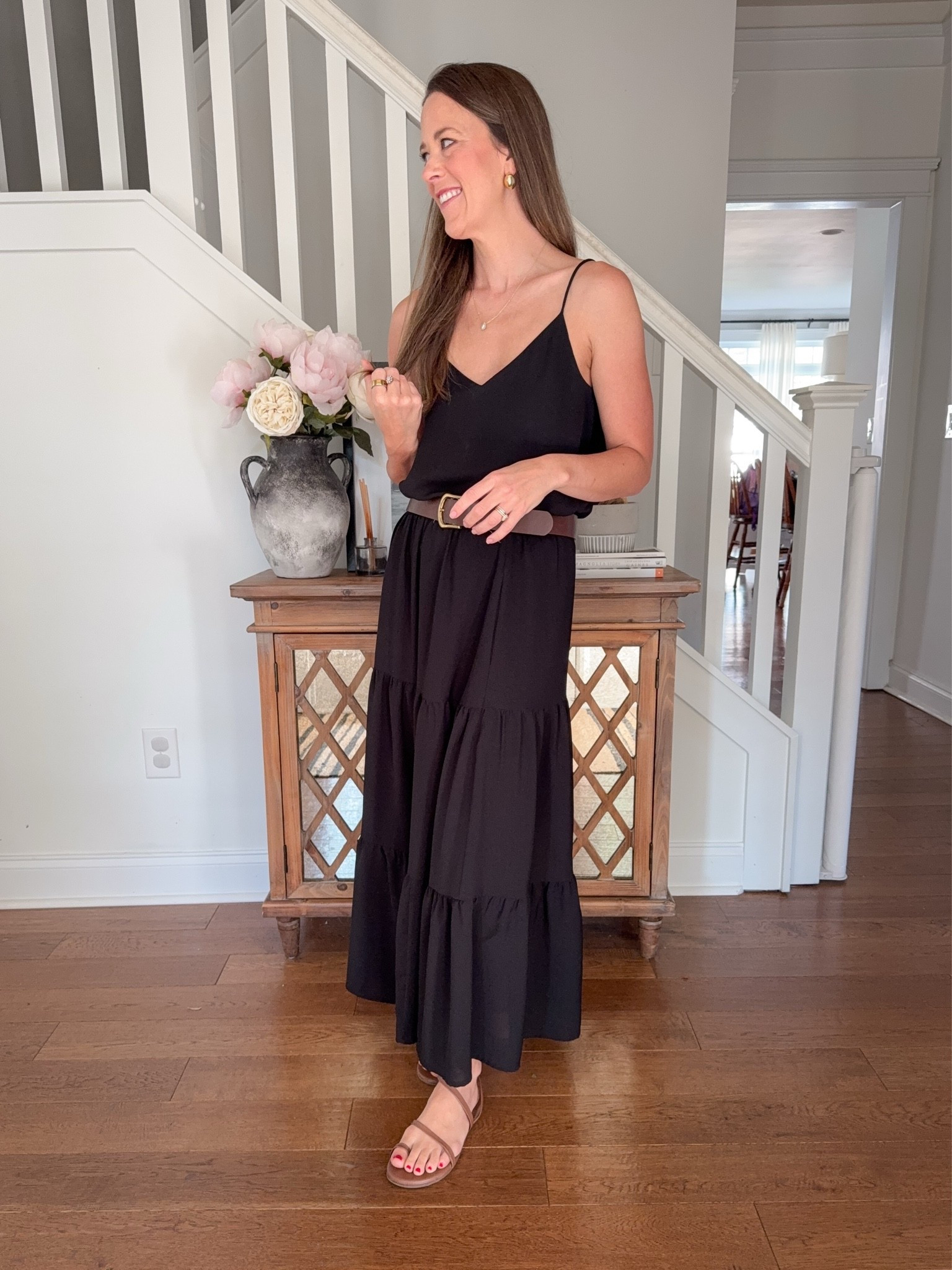 Church outfit: simple + polished for summer ☀️ Black maxi skirt + tank top with TKEE sandals. Easy, classic, and comfortable for a Sunday morning.

#LTKootd #LTKSeasonal #LTKgrwm