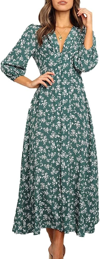 Summer Dresses for Women 2024,Casual Beach Vacation Tropical Date Night Boho Hawaiian Sun Dresses... | Amazon (US)