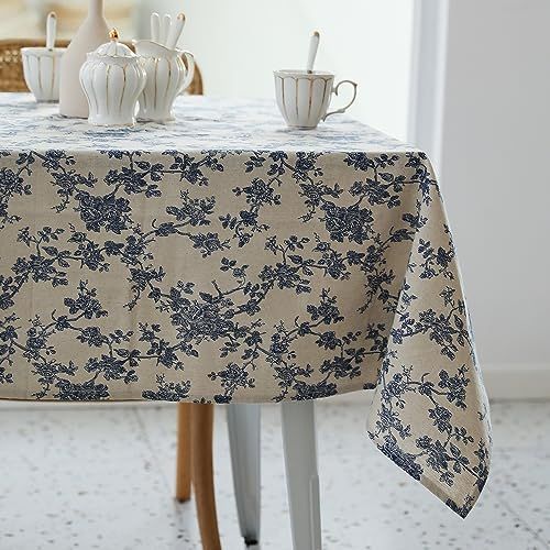 Pastoral Square Tablecloth - 52 x 52 Inch - Linen Fabric Table Cloth - Washable Table Cover with ... | Amazon (US)
