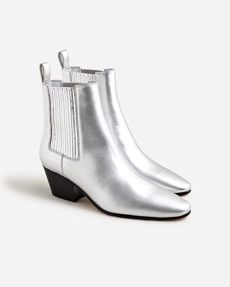 Western ankle boots in metallic leather | J.Crew US