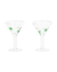 Set Of 2 Bow Inlay Contrast Rim Martini Glasses Set | TJ Maxx