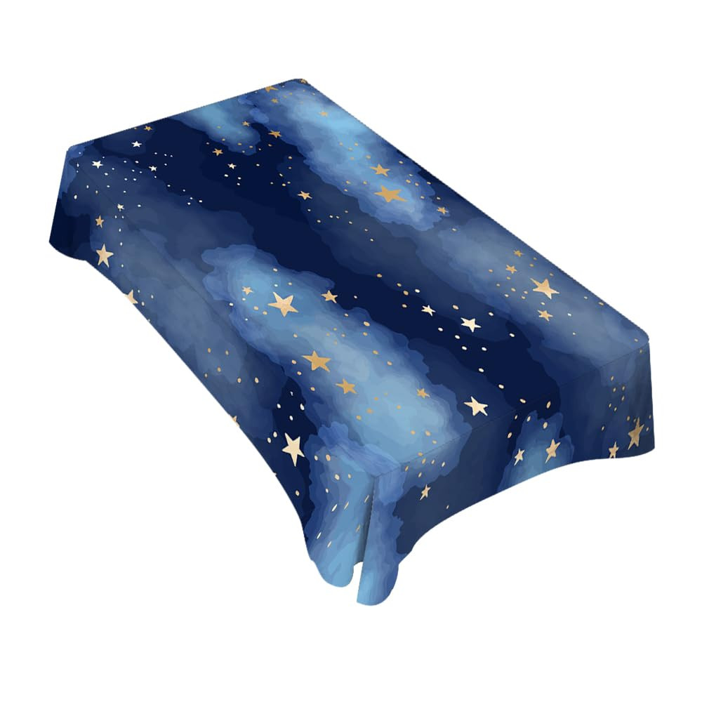Stars and Clouds Decorative Rectangle Tablecloth Dark Blue Night Sky Galaxy Universe Space Polyes... | Amazon (US)
