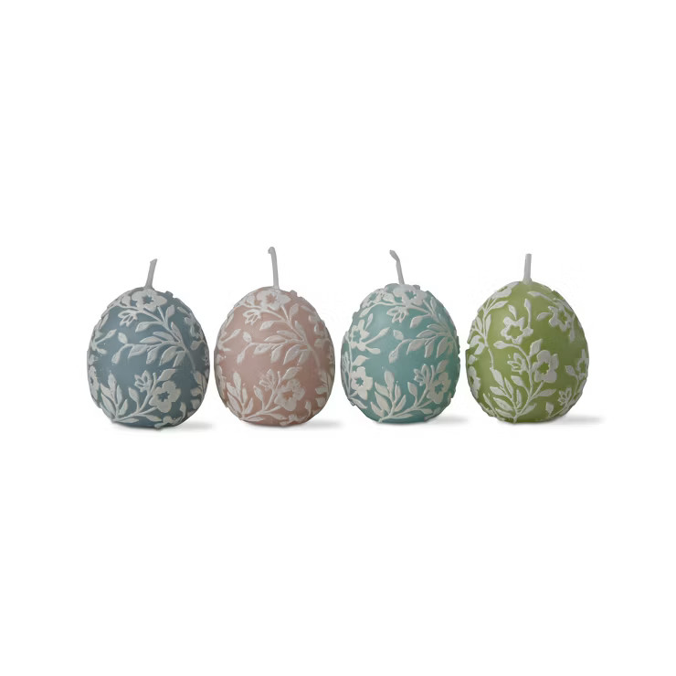 tagltd Petunia Easter Egg Candles Set Of 4 Pastel Colored Edd Shaped Candle Haind-Painted | Target