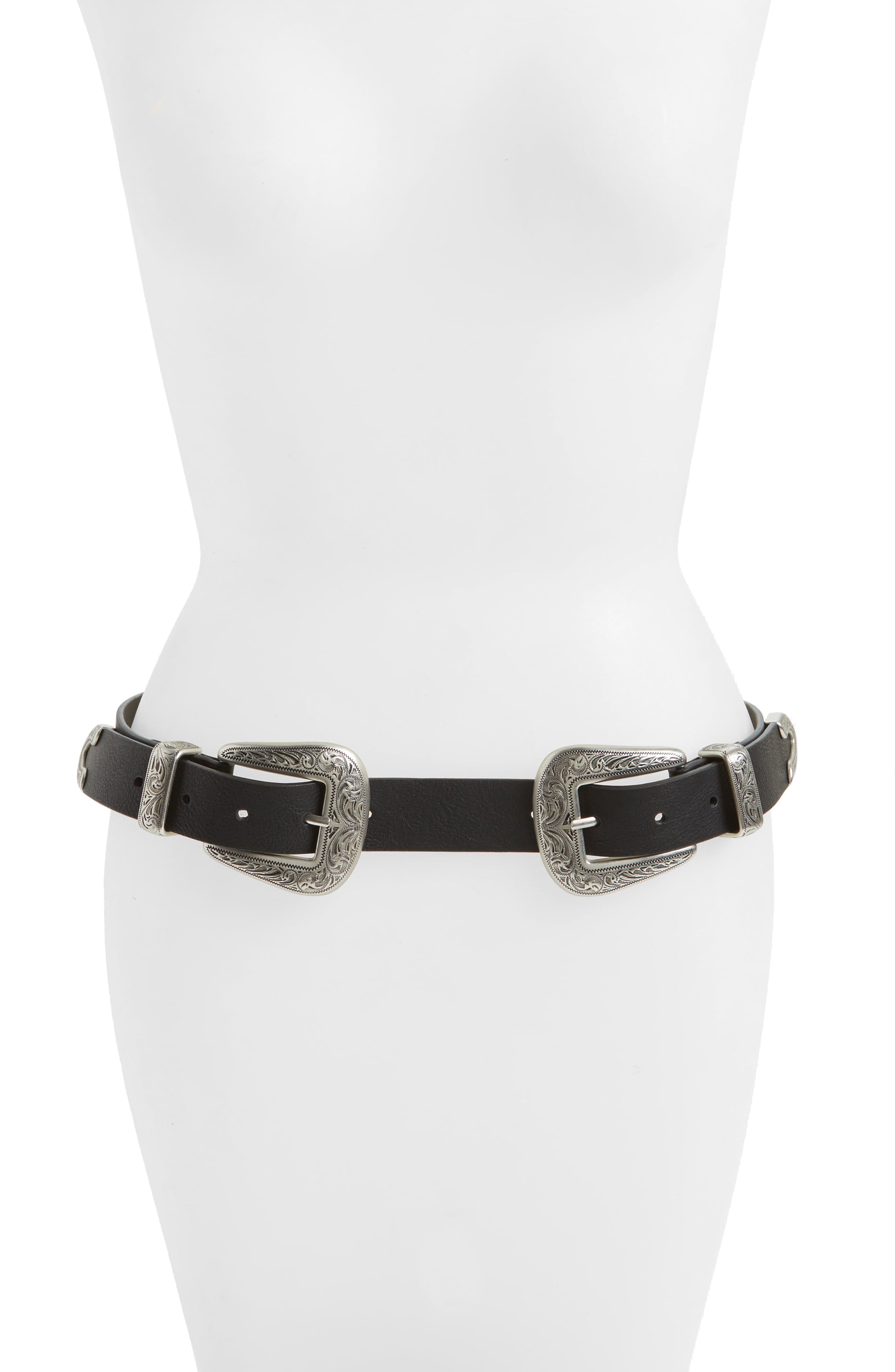Double Buckle Faux Leather Western Belt | Nordstrom