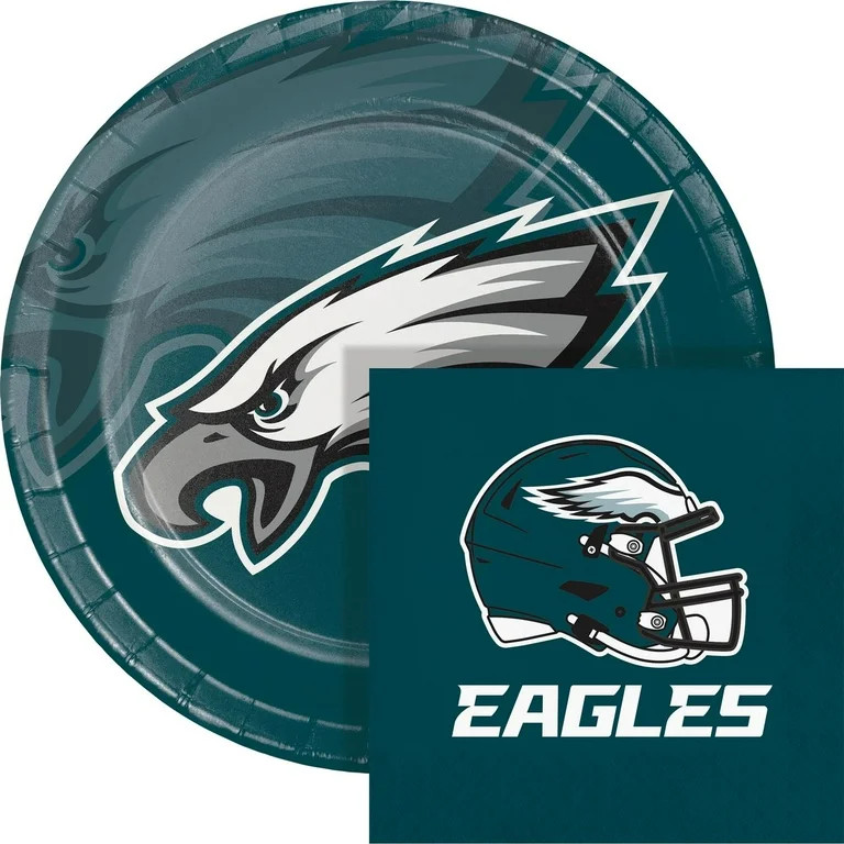 NFL Philadelphia Eagles 9" Paper Plate and 6.5" Napkin Party Kit 48 Count - Walmart.com | Walmart (US)