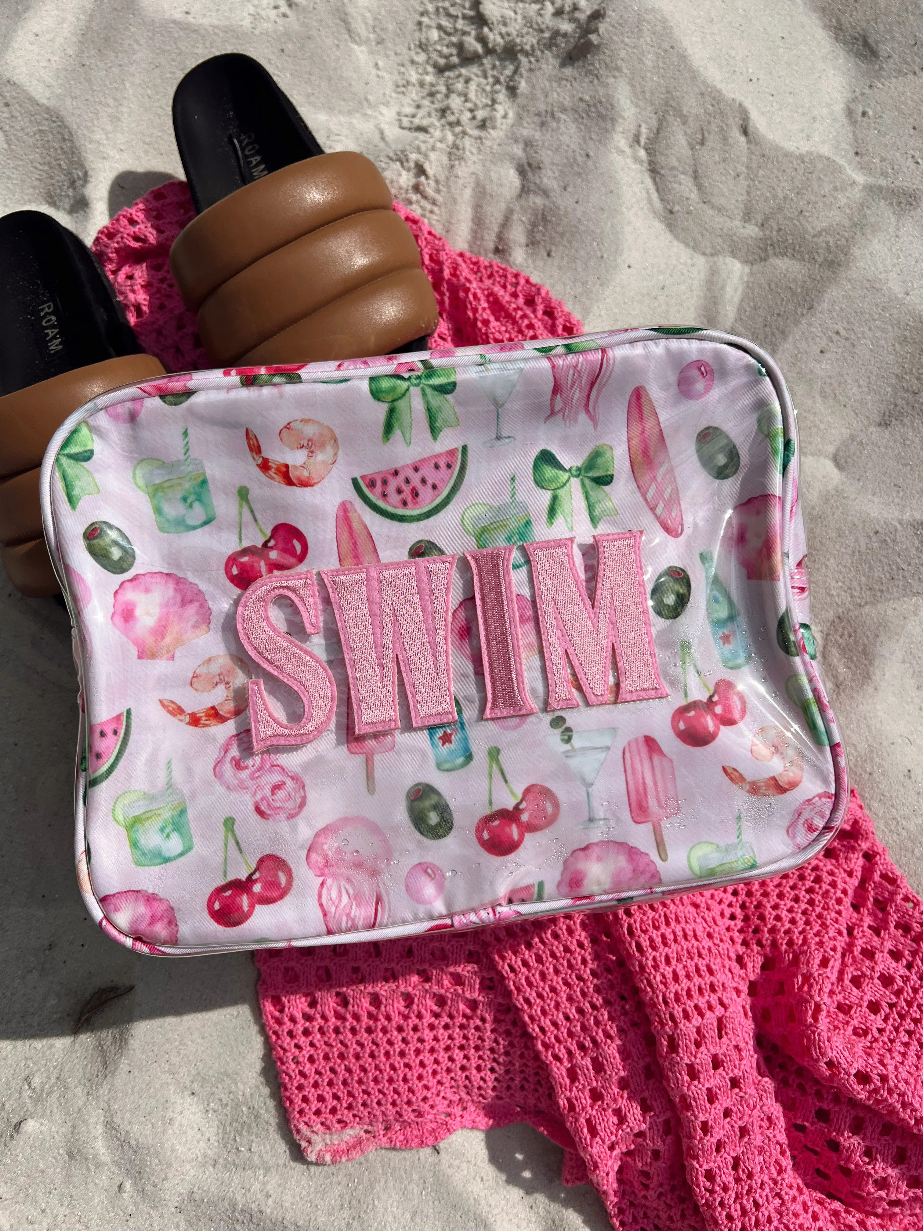 Swim - Pink Summer Spritz Clear Coat XL Bag | KenzKustomz