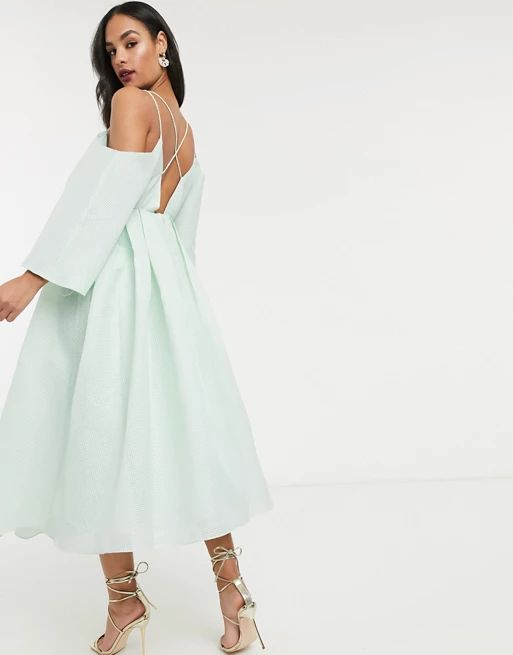 ASOS EDITION cross back midi dress in organza check | ASOS (Global)