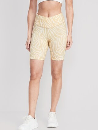 Extra High-Waisted PowerChill Crossover Hidden-Pocket Biker Shorts for Women -- 8-inch inseam | Old Navy (US)