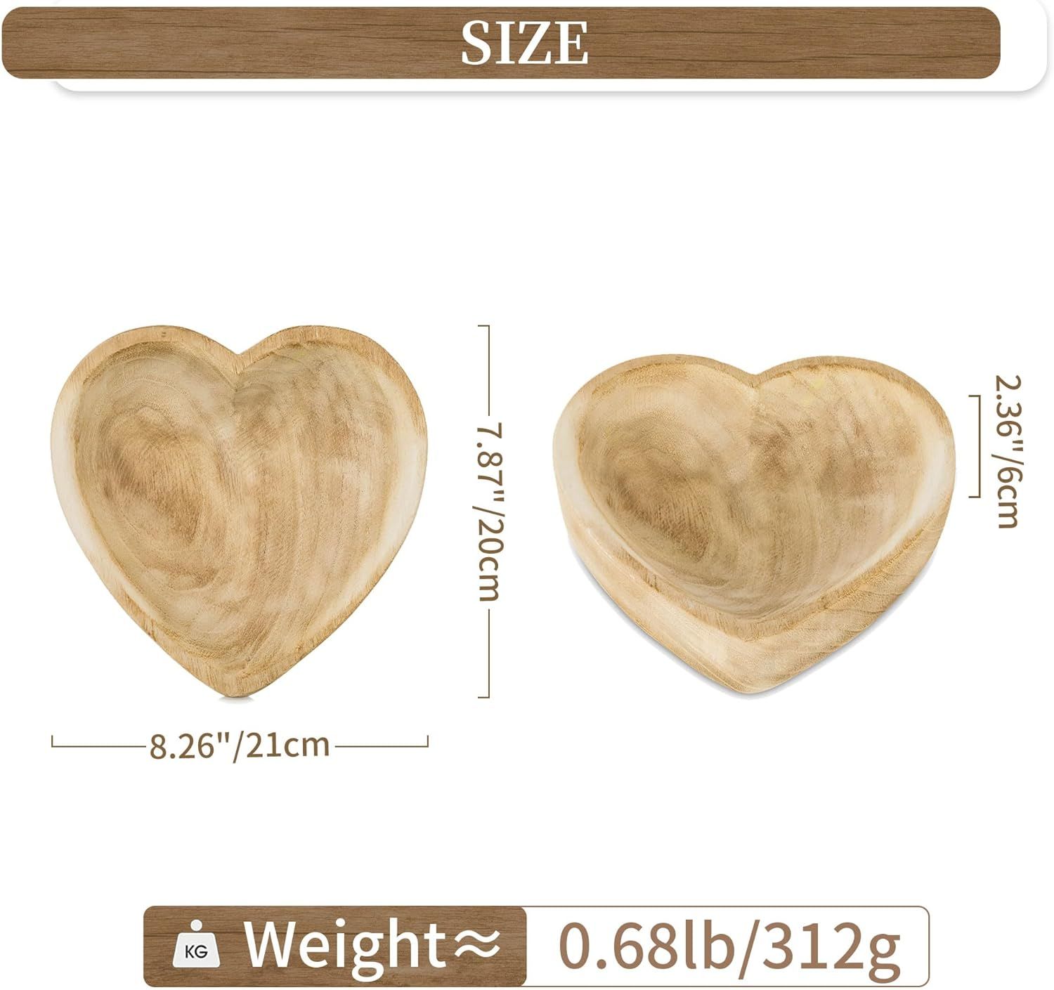 Hanobe Decorative Dough Wood Bowl: Small Heart Shaped Bowls for Decor Wooden Bowl for Table Cente... | Amazon (US)