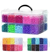 4200Pcs Pony Beads, 24 Assorted Colors 6x9mm Plastic Kandi Beads Bulk for Bracelets Hair Braids J... | Amazon (US)