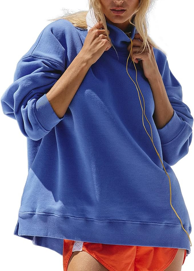 Hixiaohe Womens Mock Neck Sweatshirt Oversized Pullover Long Sleeve Tops Trendy Turtleneck Athlet... | Amazon (US)