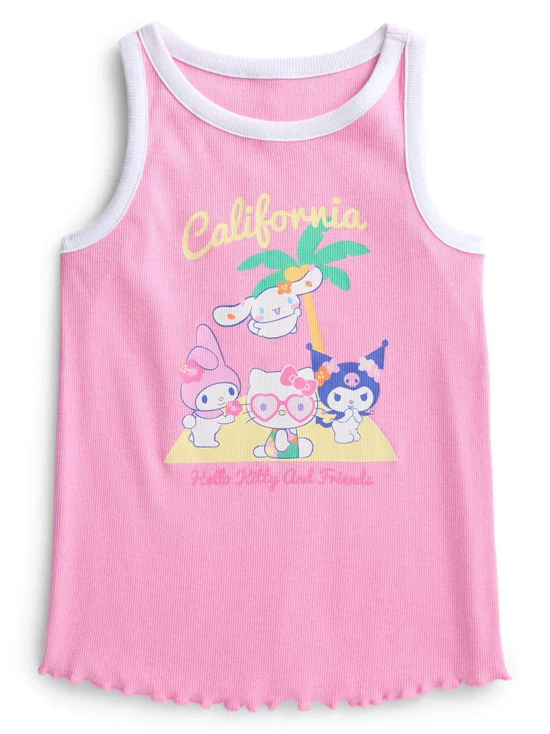 Sanrio Girls Hello Kitty and Friends Vacation Ringer Graphic Tank Top, Sizes 4-16 | Walmart (US)