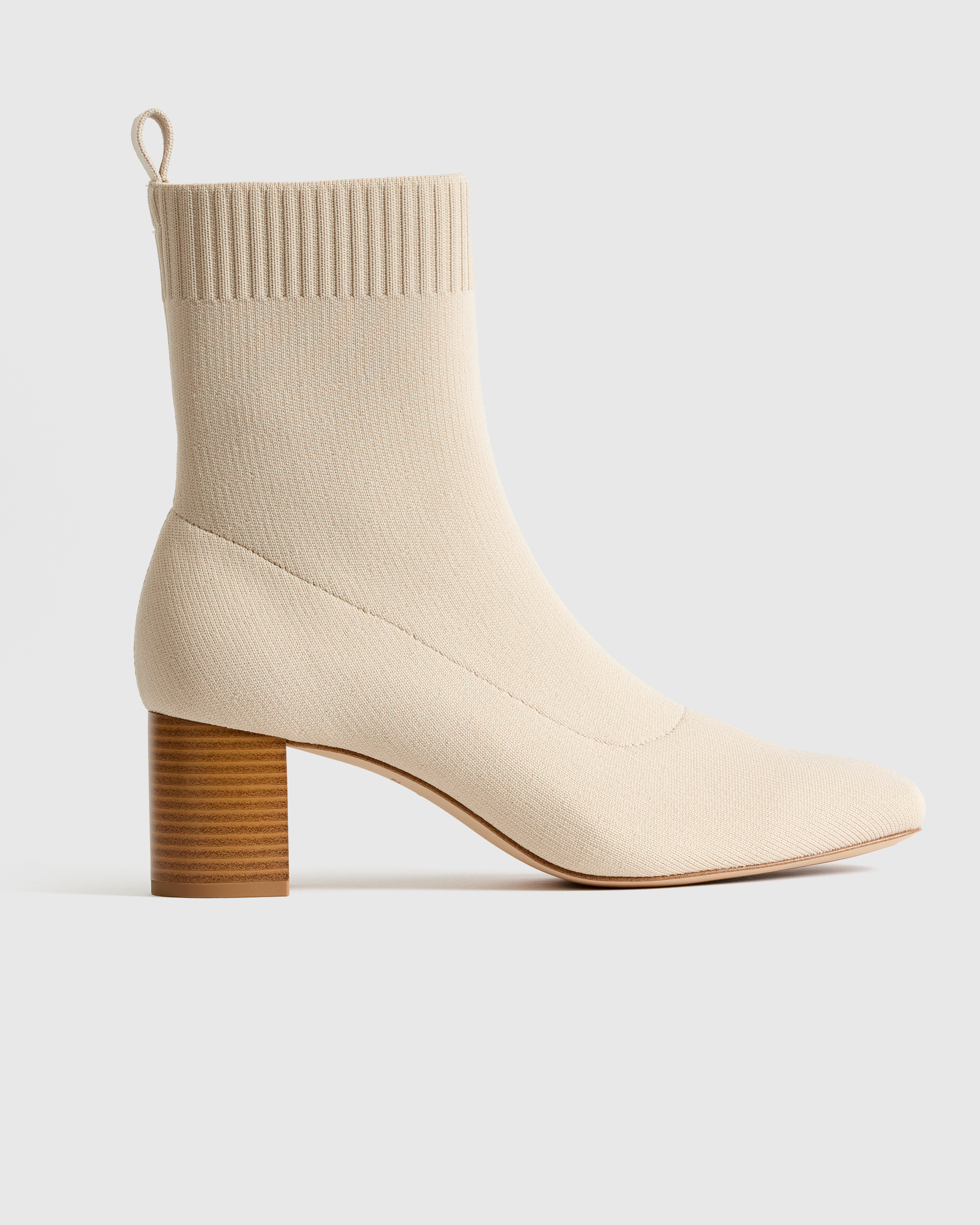 Quince | Women's Eco Knit Heeled Bootie in Almond, Size 5, Eco-Knit | Quince
