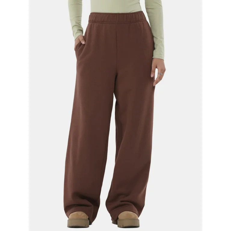 No Boundaries Soft Fleece Wide Leg Pants, 30" Inseam, Women's | Walmart (US)