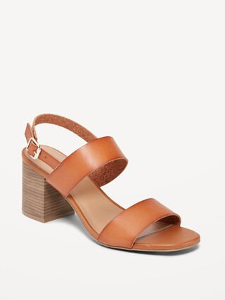 Faux-Leather Strappy Block-Heel Sandals for Women | Old Navy (CA)
