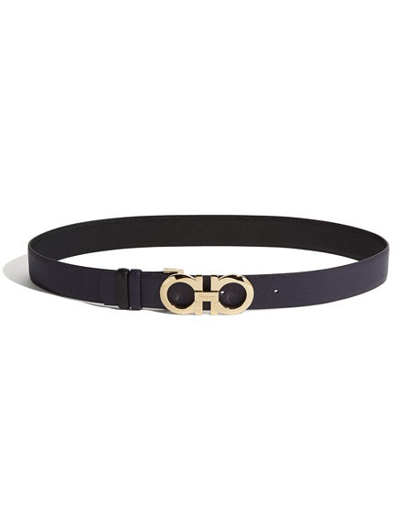 Salvatore Ferragamo Adjustable/Reversible 3.5cm Gancini-Buckle Leather Belt | Neiman Marcus